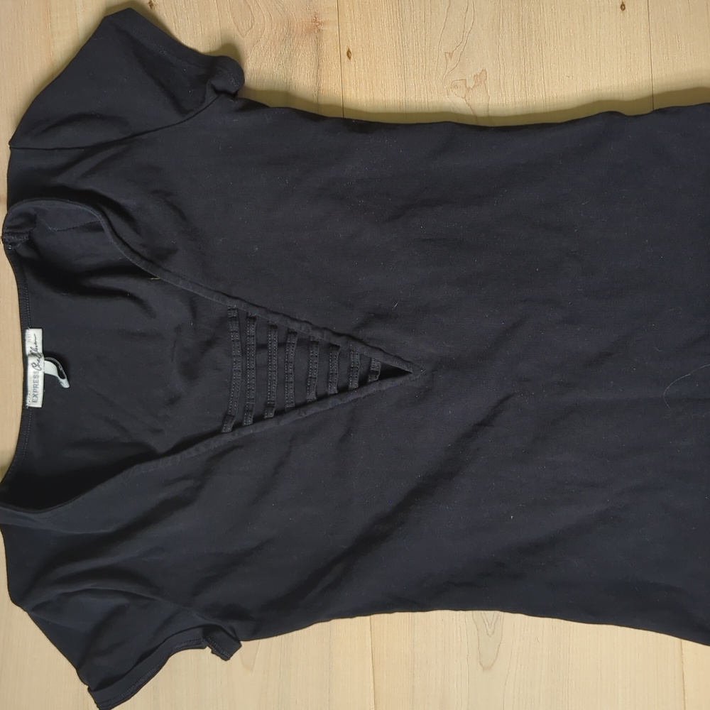 Express One Eleven Strappy Caged Top Black